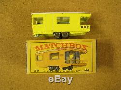 Vintage Lesney Matchbox # 23 Trailer Caravan Original Box Gray Plastic Wheels