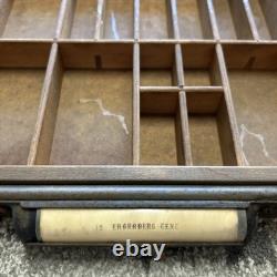 Vintage Letterpress Typeset Printers Tray Shadow Box Curio Wooden Shelf Hamilton