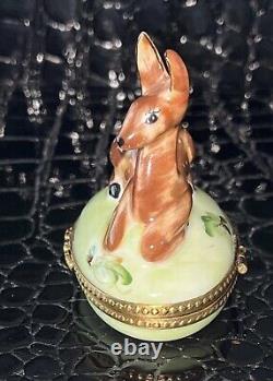 Vintage Limited Edition? Peint Main Limoges? Doe Deer Trinket Box #9/1000