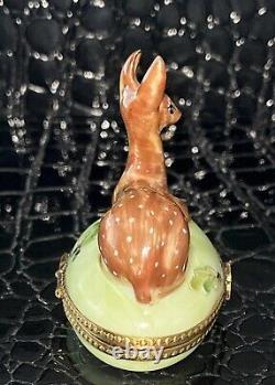 Vintage Limited Edition? Peint Main Limoges? Doe Deer Trinket Box #9/1000