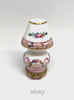 Vintage Limoges Box Elegant Pink Table Lamp Trinket Box by Limoges