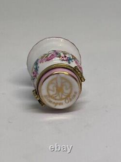 Vintage Limoges Box Elegant Pink Table Lamp Trinket Box by Limoges