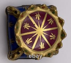 Vintage Limoges Chamart Peint Main Crown On Pillow Hinged Porcelain Box