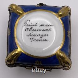 Vintage Limoges Chamart Peint Main Crown On Pillow Hinged Porcelain Box