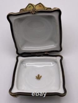 Vintage Limoges Chamart Peint Main Crown On Pillow Hinged Porcelain Box