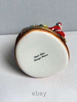 Vintage Limoges Double Hinged Christmas Tree French Porcelain Trinket Box Santa
