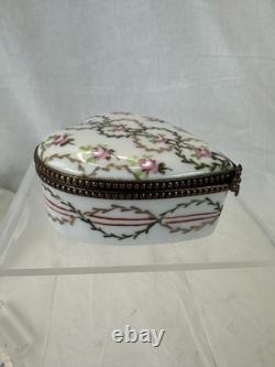 Vintage Limoges France Chamart Heart Shaped Trinket Box Pink Flowers gold scroll Vintage Limoges France Chamart Heart Shaped Trinket Box Pink Flowers gold scroll