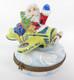 Vintage Limoges France Peint Main Santa Claus North Pole Airplane Trinket Box