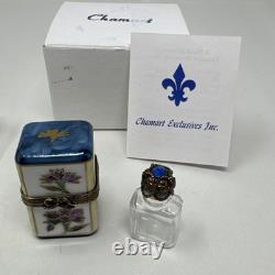 Vintage Limoges France Trinket Box Chamart Chest & Perfume Bottle Cottagecore