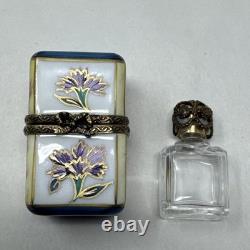 Vintage Limoges France Trinket Box Chamart Chest & Perfume Bottle Cottagecore