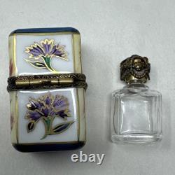 Vintage Limoges France Trinket Box Chamart Chest & Perfume Bottle Cottagecore