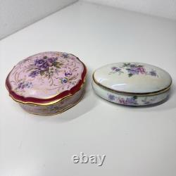 Vintage Limoges France Trinket Box Hand Painted Floral Lot of 2