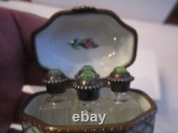 Vintage Limoges France Trinket Box -peint Main Rochard Hand Painted With Bottles