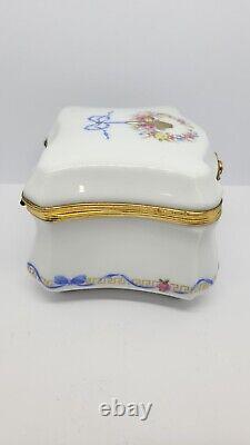 Vintage Limoges France Trinket Box with Flowers, 4 3/8 x 3 5/8 x 2 1/2