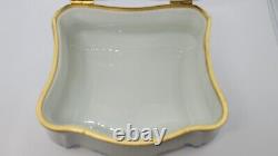 Vintage Limoges France Trinket Box with Flowers, 4 3/8 x 3 5/8 x 2 1/2