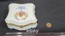 Vintage Limoges France Trinket Box with Flowers, 4 3/8 x 3 5/8 x 2 1/2