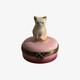 Vintage Limoges Ginger Cat Topped Pink Hinged Trinket Box Hand Made In France