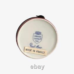 Vintage Limoges Ginger Cat Topped Pink Hinged Trinket Box Hand made In France