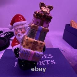 Vintage Limoges Peint Main Santa with presents Trinket Box Retired