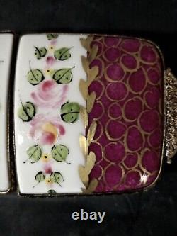 Vintage Limoges Peint Main Trinket Box SetHand Painted FloweredSigned