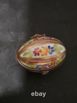 Vintage Limoges Peint Main Trinket Box SetHand Painted FloweredSigned