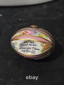 Vintage Limoges Peint Main Trinket Box SetHand Painted FloweredSigned