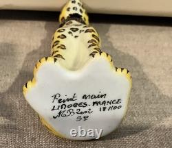 Vintage Limoges Porcelain Cheetah Leopard Chain Porcelain Trinket Box