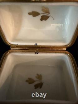 Vintage Limoges Porcelain Pink Trunk Trinket Box Gold Trim Floral Design