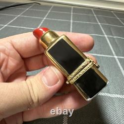 Vintage Limoges Red Lipstick Trinket Box Peint Main France w Gold Gilding Signed