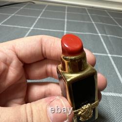 Vintage Limoges Red Lipstick Trinket Box Peint Main France w Gold Gilding Signed