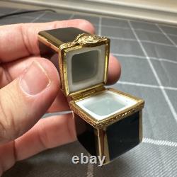 Vintage Limoges Red Lipstick Trinket Box Peint Main France w Gold Gilding Signed