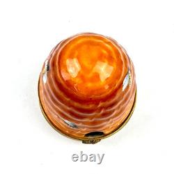 Vintage Limoges Rochard Beehive Porcelain Hinged Box Honeybees Hand Painted