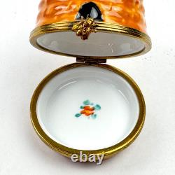 Vintage Limoges Rochard Beehive Porcelain Hinged Box Honeybees Hand Painted