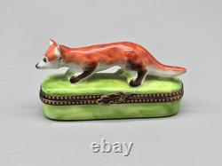 Vintage Limoges Rochard Fox Pill Trinket Box Rare