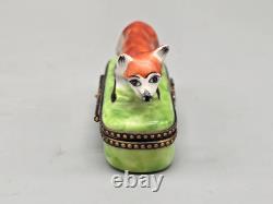 Vintage Limoges Rochard Fox Pill Trinket Box Rare