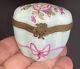 Vintage Limoges Trinket Box Pastel Blue Floral Hinged