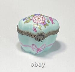 Vintage Limoges Trinket Box Pastel Blue Floral Hinged