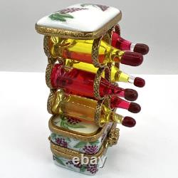 Vintage Limoges Wine Rack WithBottlesTrinket Box Numbered Peint Main France Rare