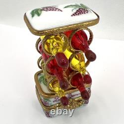 Vintage Limoges Wine Rack WithBottlesTrinket Box Numbered Peint Main France Rare