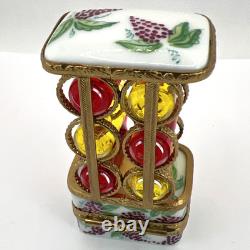 Vintage Limoges Wine Rack WithBottlesTrinket Box Numbered Peint Main France Rare