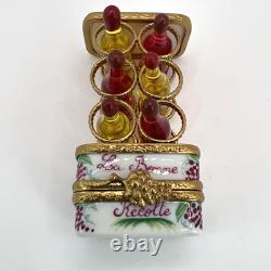 Vintage Limoges Wine Rack WithBottlesTrinket Box Numbered Peint Main France Rare