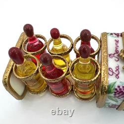 Vintage Limoges Wine Rack WithBottlesTrinket Box Numbered Peint Main France Rare