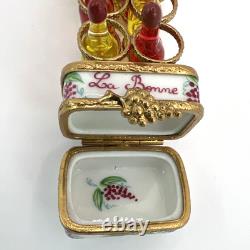 Vintage Limoges Wine Rack WithBottlesTrinket Box Numbered Peint Main France Rare