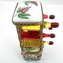 Vintage Limoges Wine Rack WithBottlesTrinket Box Numbered Peint Main France Rare