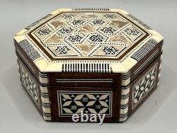 Vintage Lot of 6 Trinket Jewelry Boxes Various Sizes & Shapes Glass, Wood, beadw