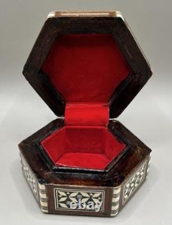 Vintage Lot of 6 Trinket Jewelry Boxes Various Sizes & Shapes Glass, Wood, beadw