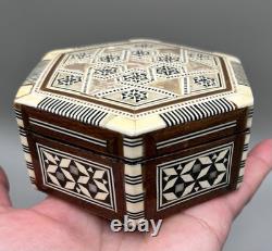 Vintage Lot of 6 Trinket Jewelry Boxes Various Sizes & Shapes Glass, Wood, beadw