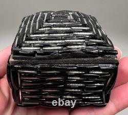 Vintage Lot of 6 Trinket Jewelry Boxes Various Sizes & Shapes Glass, Wood, beadw