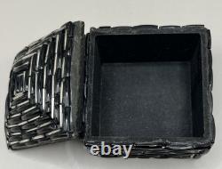 Vintage Lot of 6 Trinket Jewelry Boxes Various Sizes & Shapes Glass, Wood, beadw