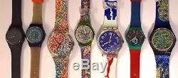 Vintage Lot of 7 Swatch Wristwatches, 1984-1992, Unused New in Boxes NOS